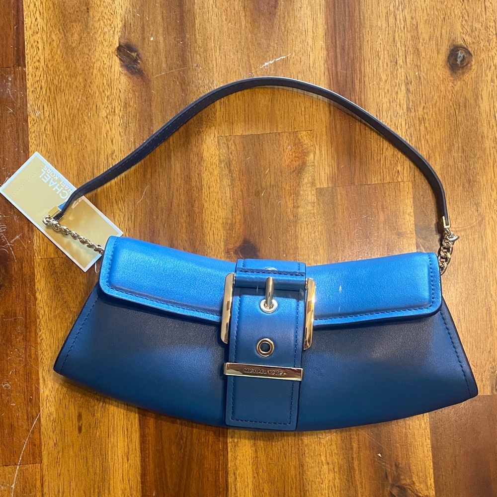 Michael Kors Blue Leather Clutch